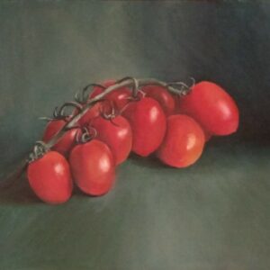 Pomodori Cerry su sfondo verde